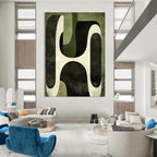 Green Geometric Abstract Painting for Eco - Friendly Workspaces GAB0967