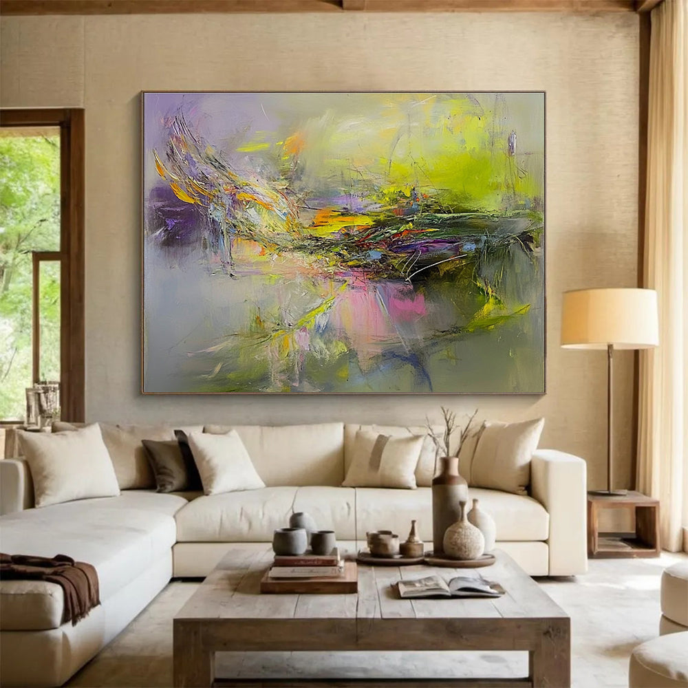 Bright Color Fusion Abstract Painting with Vivid, Harmonious Blends ABS463