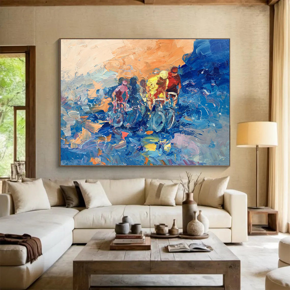 Cyclists Abstract Painting for Sports - Themed Cafes YHT441