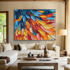 Feather - like Color Strokes Abstract Painting with Graceful Movement WINK083