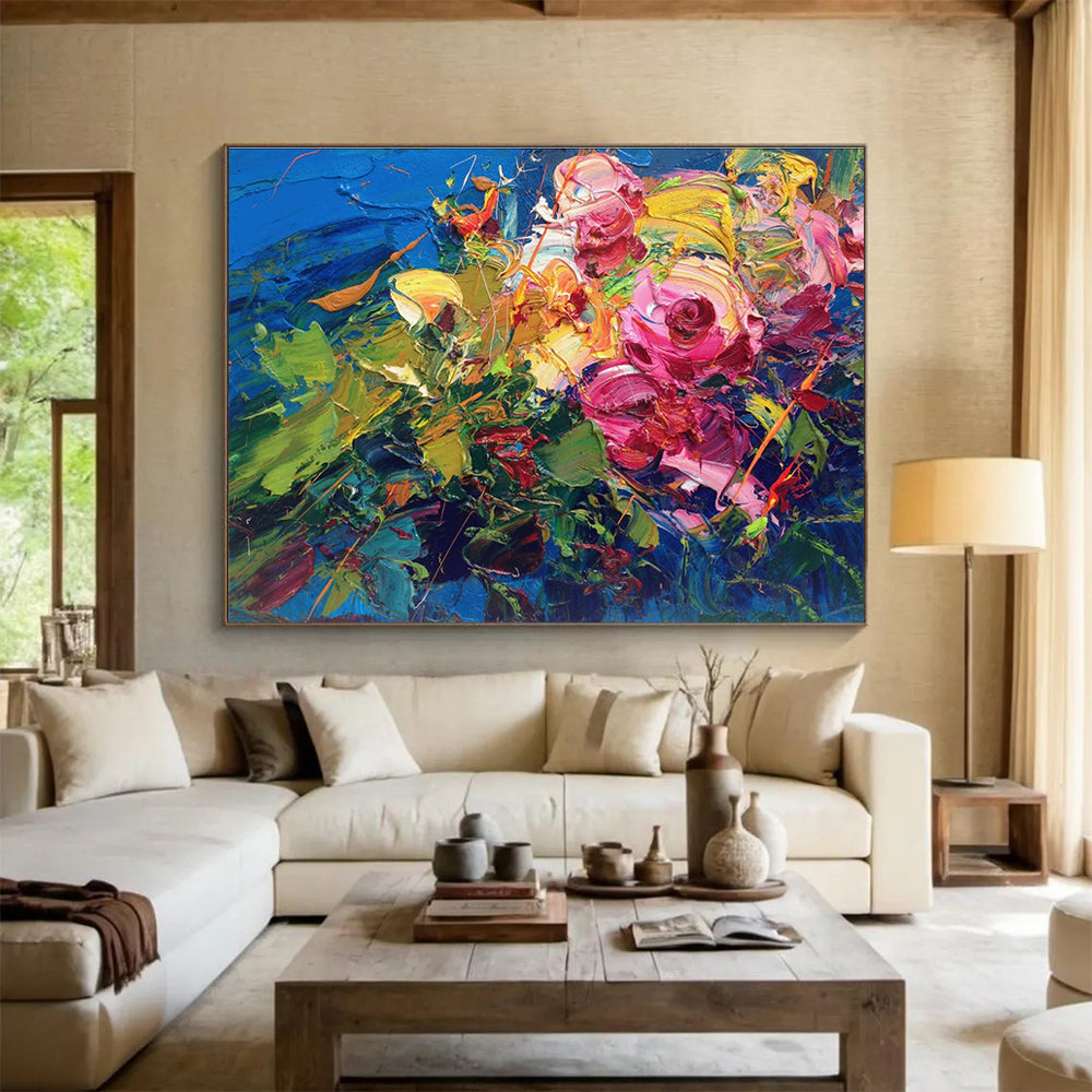 Colorful Floral Abstract Painting for Luxury Hotel Suites YHT470