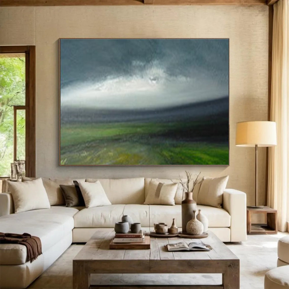 Blurry Landscape Abstract Painting for Calm Interiors YHT005