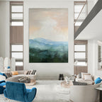 Misty Mountain Abstract Painting for Spa Retreat Relaxation Areas HENG010