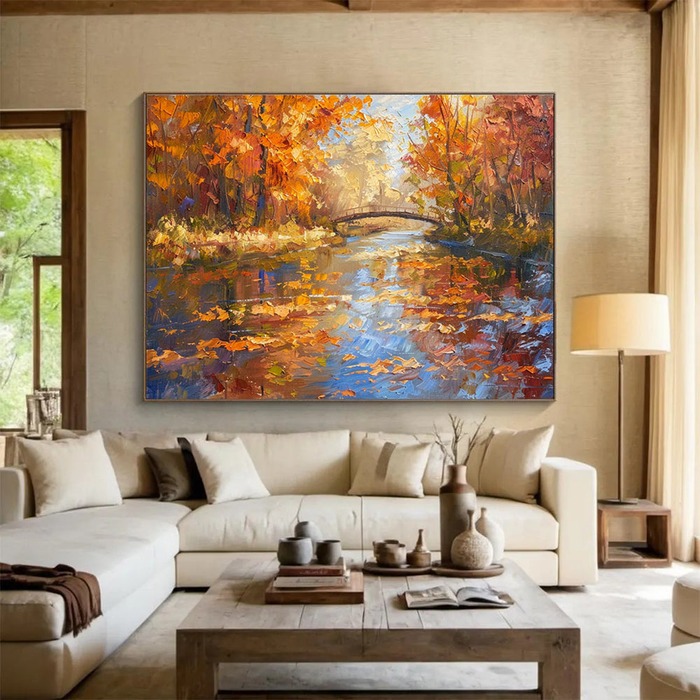 Autumn Forest Abstract Painting for Cozy Cabins YHT196