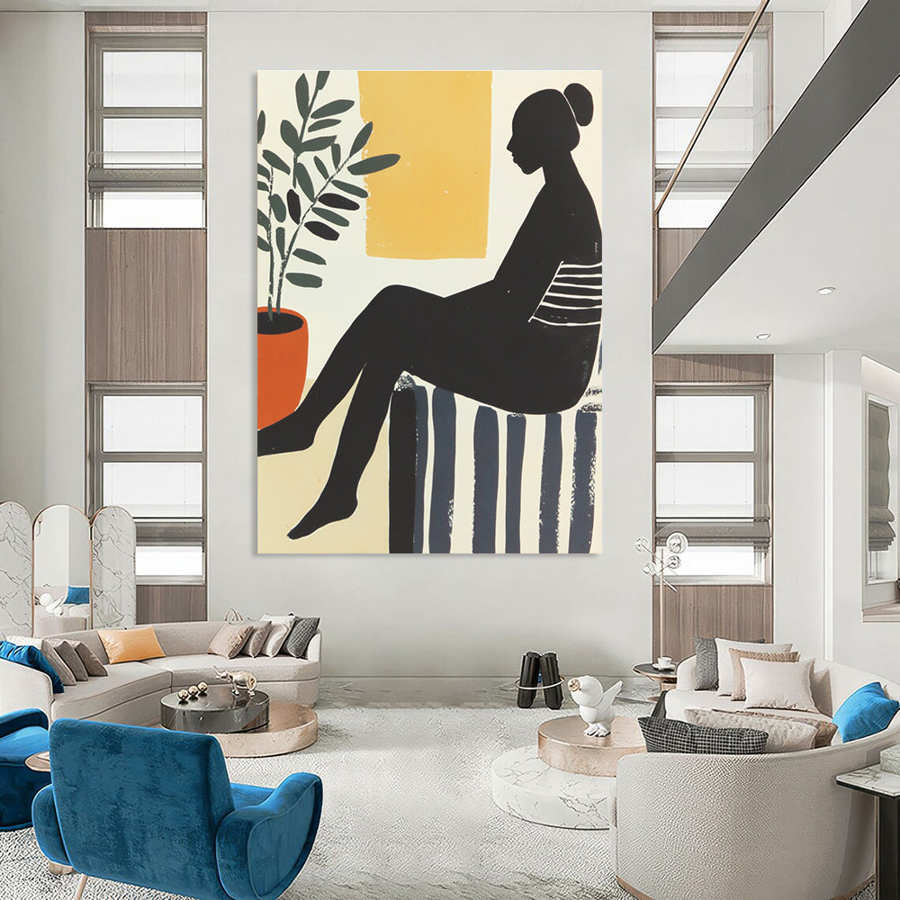 Silhouette with Plant Abstract Painting for Modern - Styled Studies GAB1024