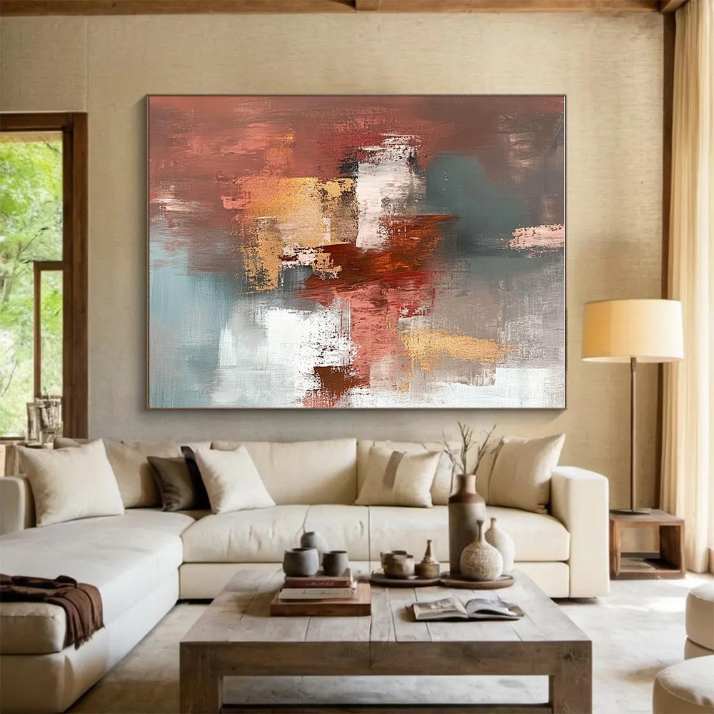 Earth - Toned Abstract Painting with Warm Vibrancy WINK806