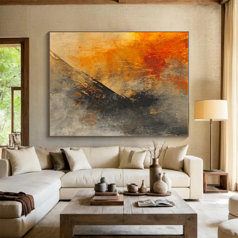 Warm and Cool Tones Abstract Painting with Dramatic Depth WINK800