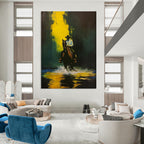 Cowboy on Horseback Abstract Painting for Rustic - Chic Lodges HENG104