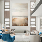 Neutral - Toned Seaside Abstract Painting for Coastal - Themed Spas HENG132