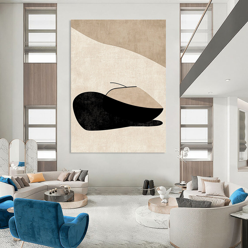Beige Minimalist Geometric Art - Calm Abstract Composition GAB0436