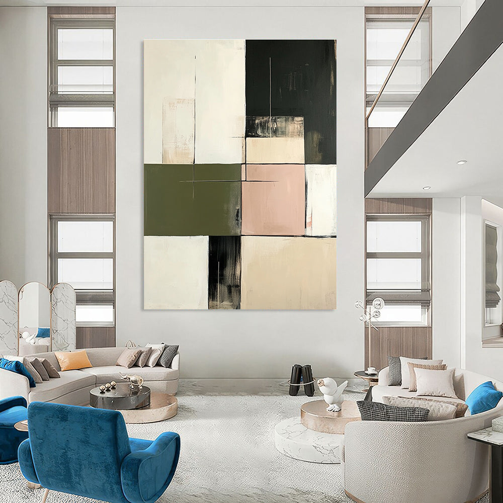 Pastel and Dark Abstract Painting for Industrial - Chic Restaurant Dining Areas GAB1208