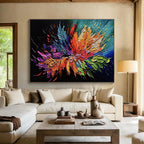 Colorful Flower Burst Abstract Painting for Lively Dining Rooms YHT294