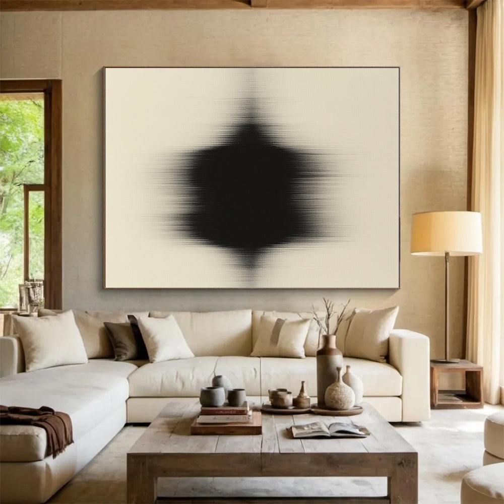 Black and Beige Blur Abstract Painting with Soft Textures WINK844
