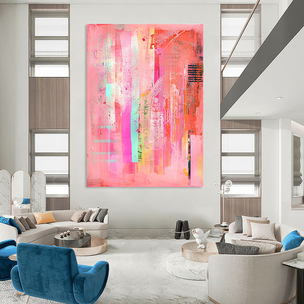 Mixed Media Pink Art Eclectic Abstract Painting GAB0317