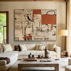 Red - Grey Abstract Painting for Bold Statements YHT098