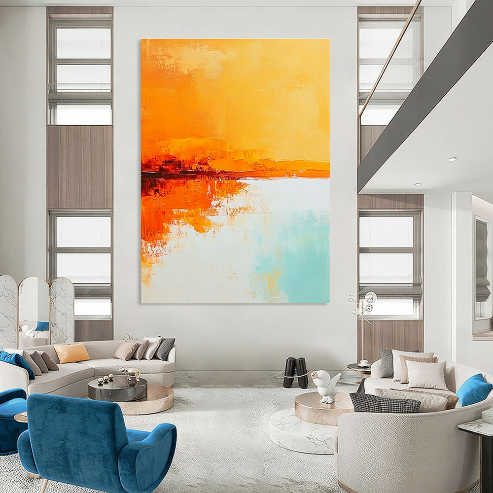 Orange Reflection Abstract - Vibrant Landscape Art GAB0550