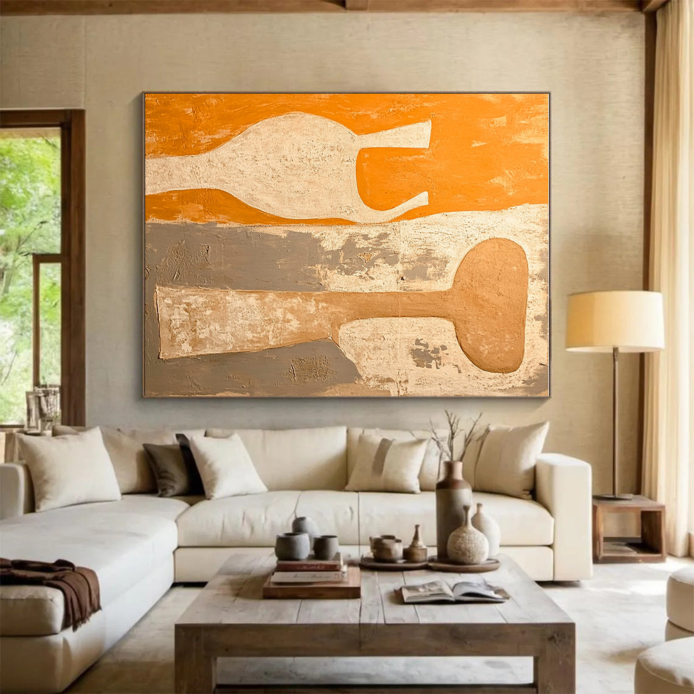 Vase - Shaped Abstract Forms Painting with Earthy Tones WINK060