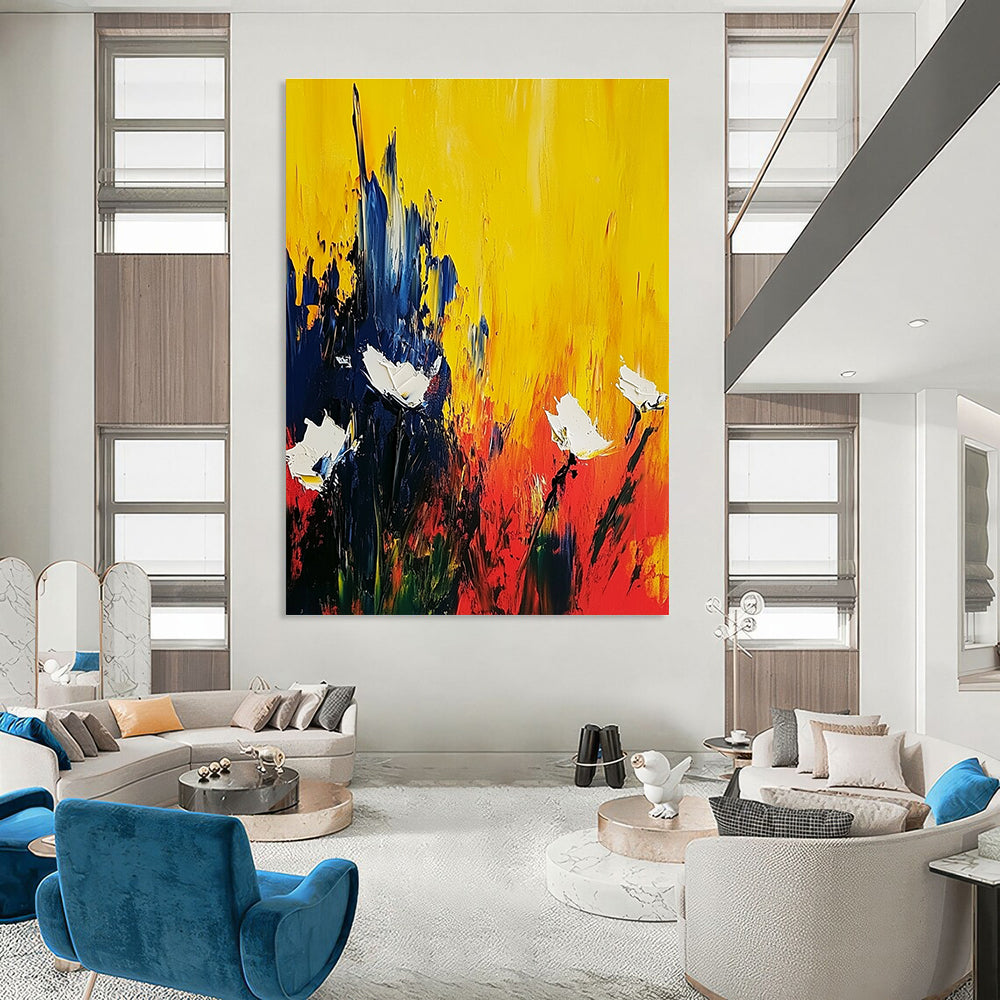 Bold Color - Clash Floral Abstract Painting for Art - Loving Restaurants GAB0875