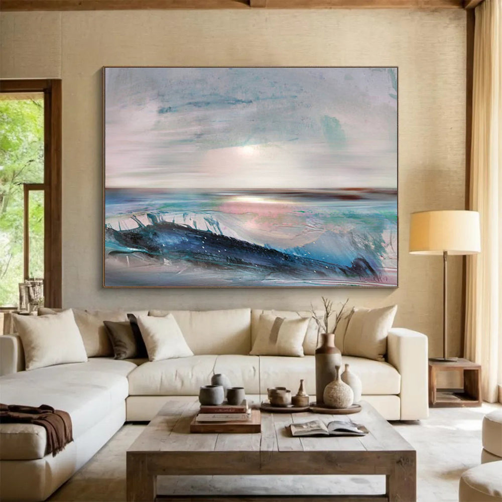 Serene Sea Abstract Painting for Coastal Retreats YHT148