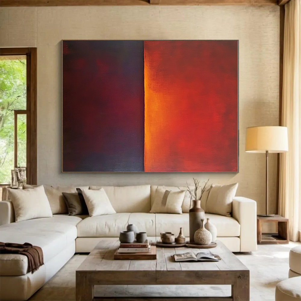 Red and Orange Sunset Abstract Painting with Dramatic Hues WINK863