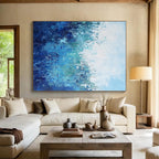 Blue Textured Abstract Painting with Calming Depths WINK693