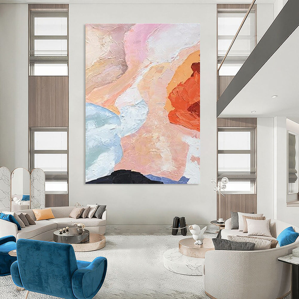 Pastel Soft Color Abstract Shapes Painting for Calm Interiors HENG275