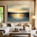 Serene Sunset - Lit Lake Abstract Painting with Blended Brushstrokes ABS224