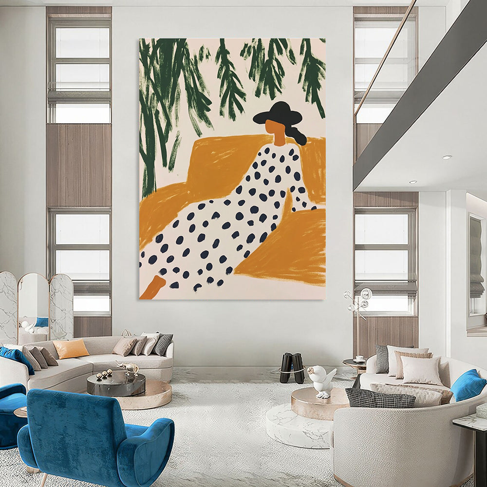 Woman Lounging Outdoors - Stylish Figurative Abstract Art GAB0422