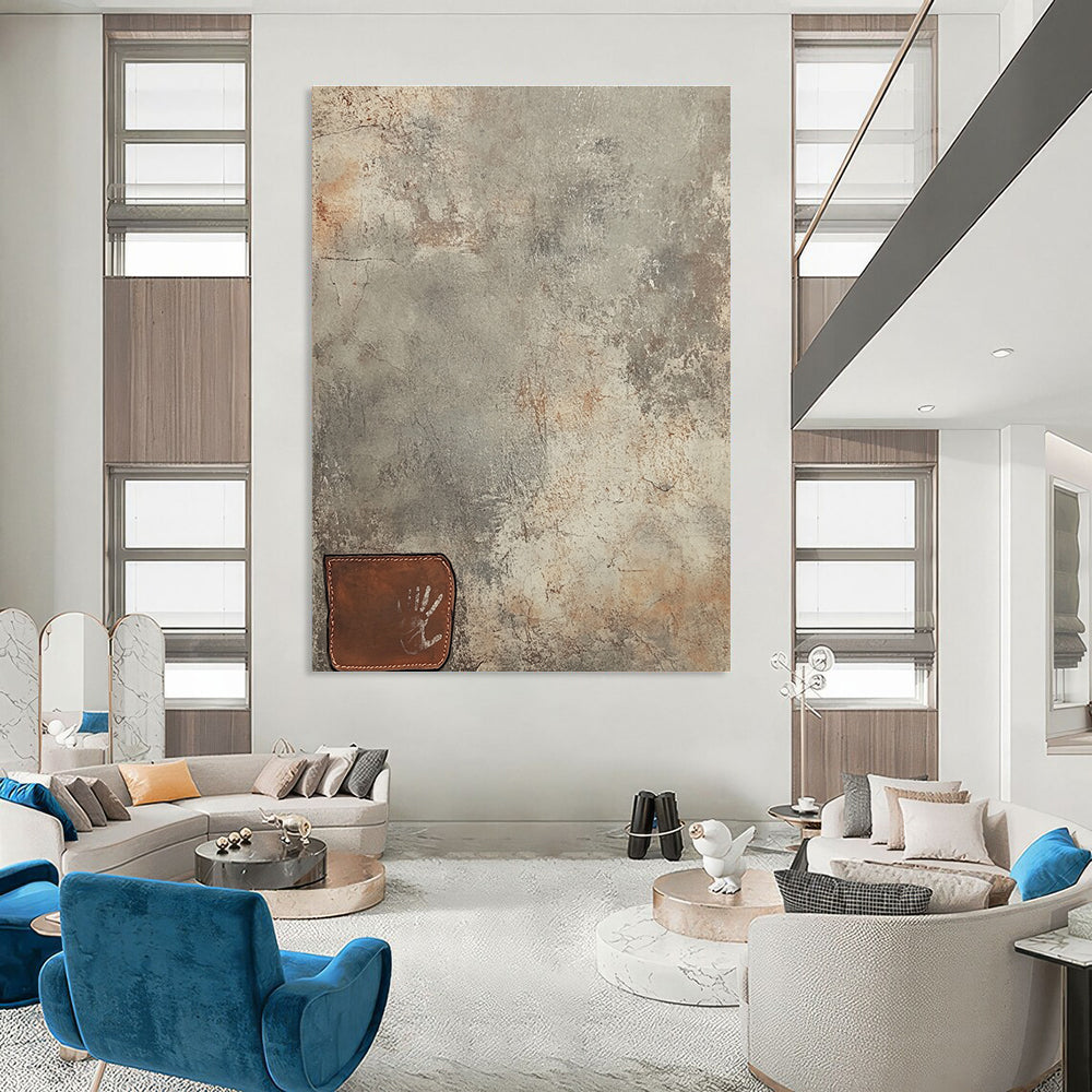 Textured Grey Background Industrial Abstract Painting for Edgy Spaces GAB1492