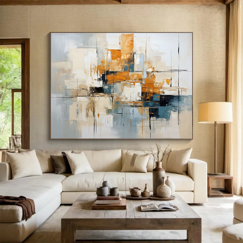 Neutral Abstract Composition Painting for Minimalist Spaces YHT006