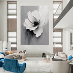 Gray - Toned Floral Abstract Painting for Modern Living Rooms GAB1001