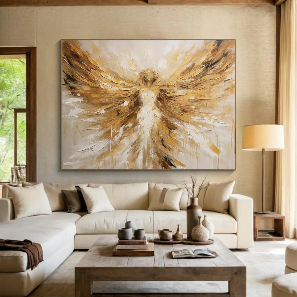 Golden Angel Abstract Painting for Spiritual Spaces YHT081