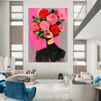 Woman with Floral Headpiece Bold Abstract Painting for Fashion - Forward Spaces GAB1437