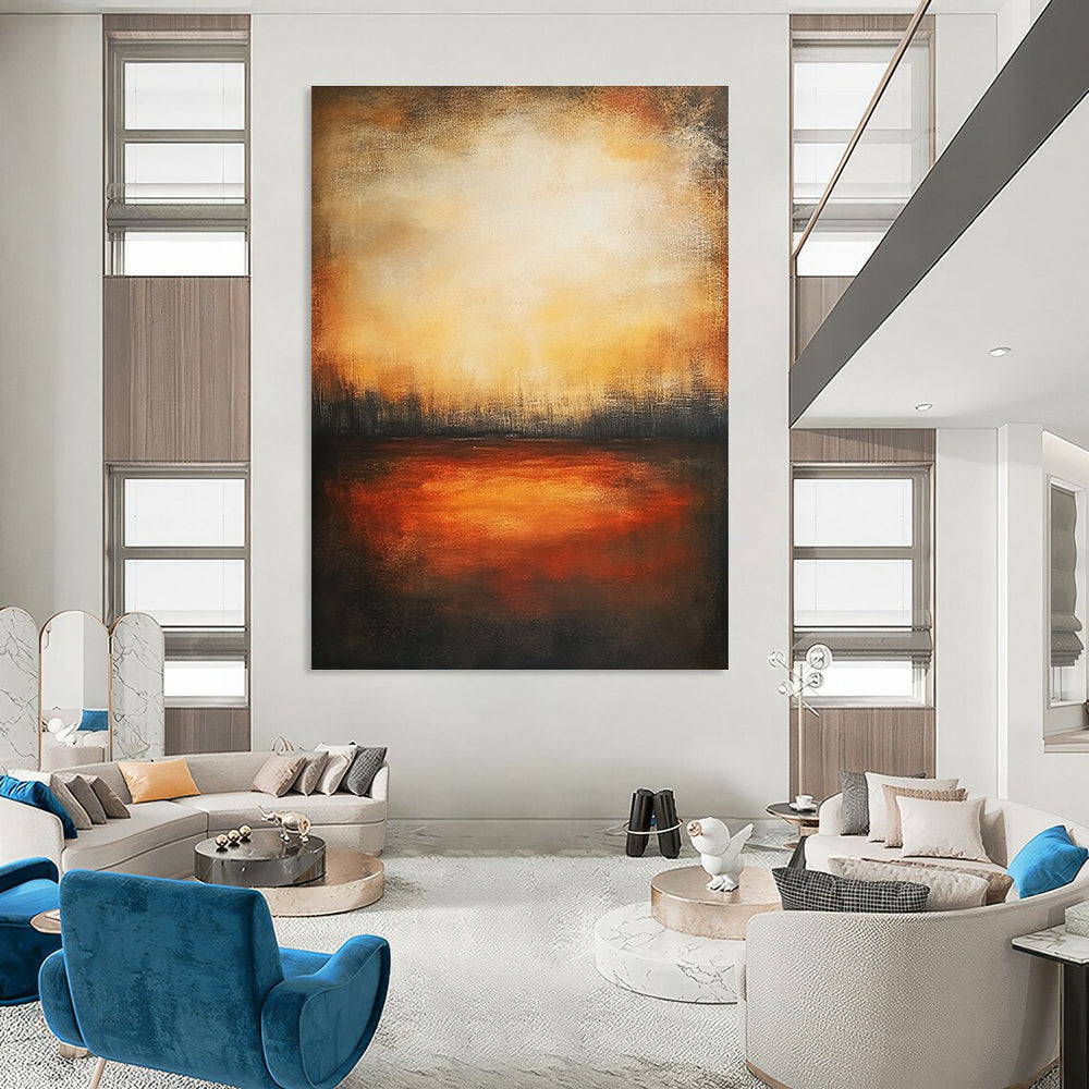 Sunset Field Abstract - Warm Landscape Artwork GAB0543