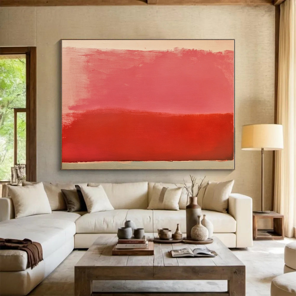 Pink and Red Divide Abstract Painting with Warm Contrast WINK133