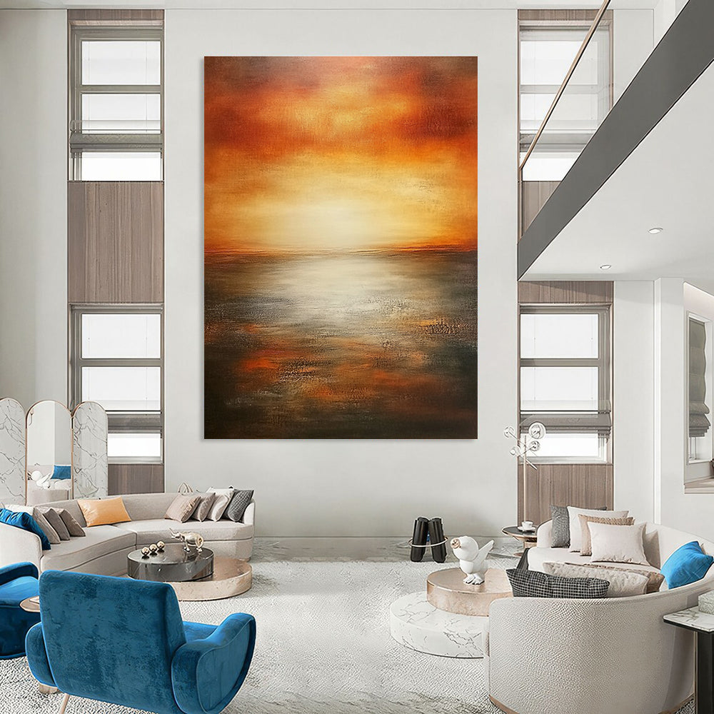 Sunset Over Sea - Serene Seascape Abstract Painting GAB0600