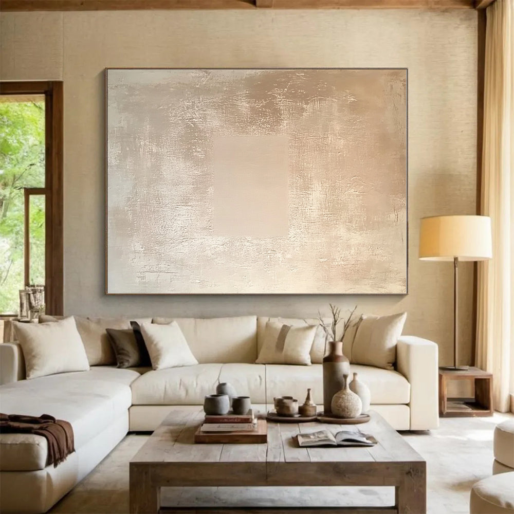 Beige Textured Minimalism Abstract Painting with Subtle Sophistication WINK085