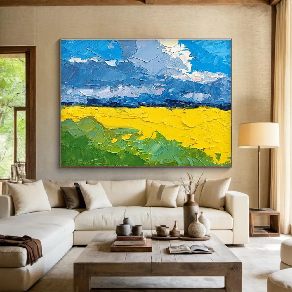 Yellow Field Abstract Painting for Countryside Home Living Rooms YHT480