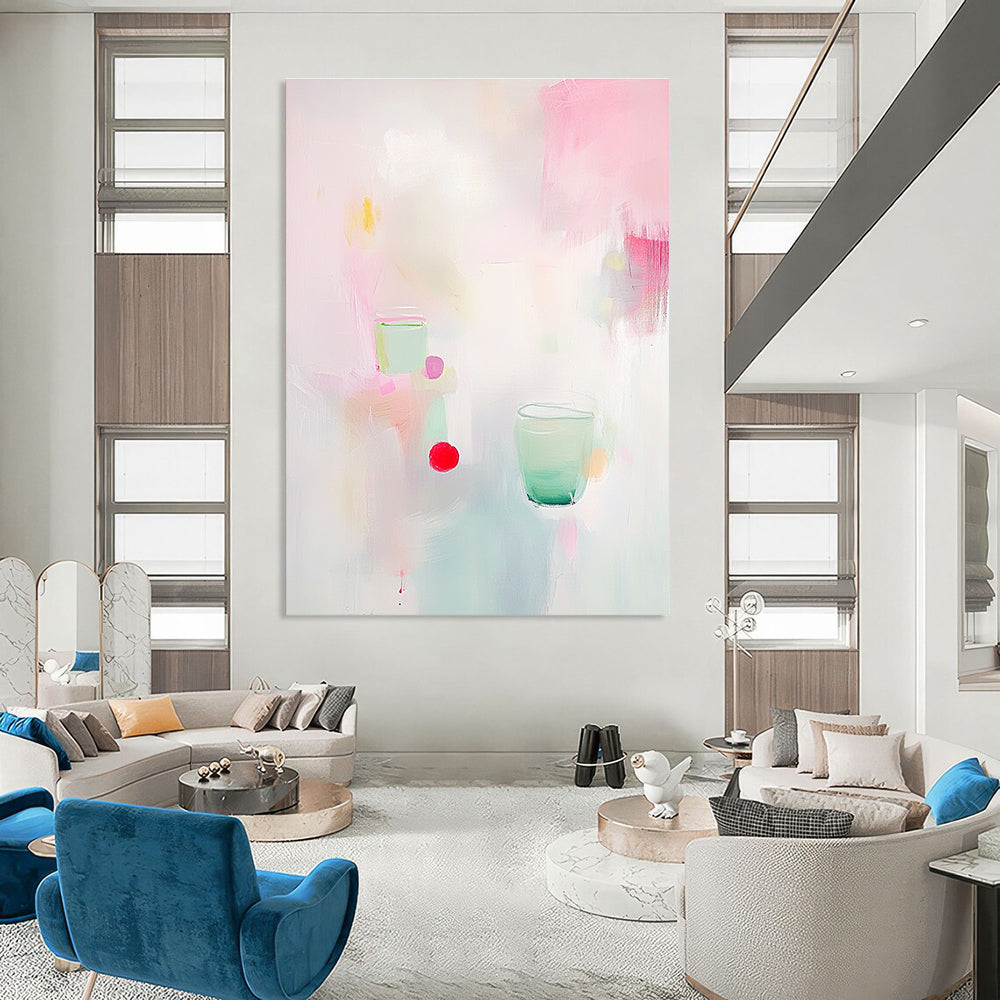 Light Colorful Drinks Abstract Painting for Modern Café Interiors GAB1350