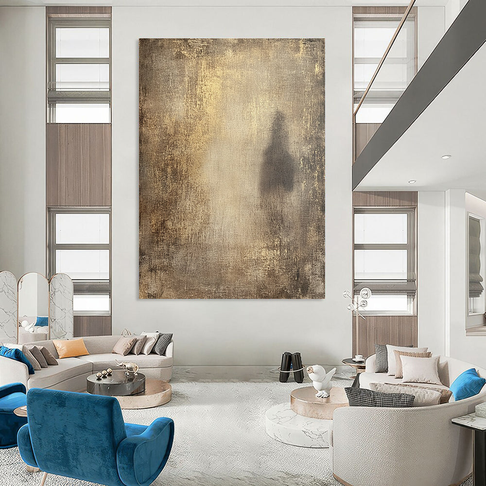 Shadowy Figure Abstract Painting with Muted Tones GAB0048