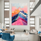 Vivid Colorful Mountain Peaks Painting for Nature - Inspired Spaces HENG283