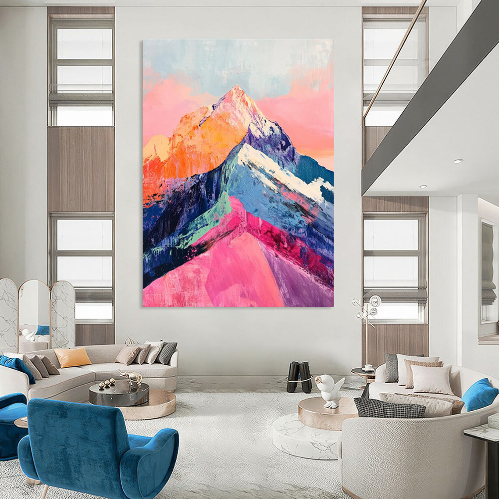 Vivid Colorful Mountain Peaks Painting for Nature - Inspired Spaces HENG283