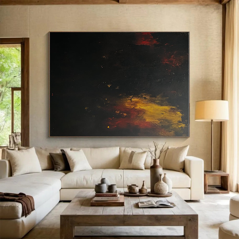 Dark Abstract Flames Painting with Mysterious Intensity WINK438