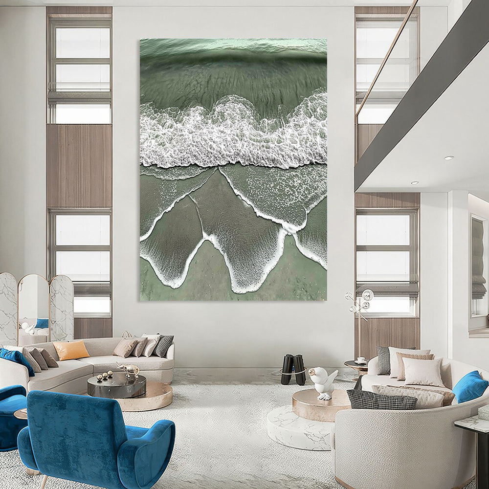 Coastal Wave Abstract Painting for Beach - Themed Living Rooms GAB1020