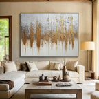 Silver and Gold Abstract with Textured Metallic Accents Abstract Painting ABS368