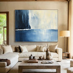 Minimalist Blue Waterfall Abstract Painting ABS206