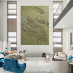 Green Wavy Textured Art Organic Abstract Painting for Nature - Inspired Interiors GAB1404