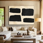 Simple Black Shape Abstract Painting with Understated Charm WINK829