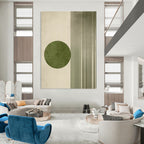 Green Circle and Lines Abstract Painting for Modern Minimalist Interiors GAB1370