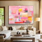 Pink Collage Extravaganza Abstract Painting with Playful Abundance WINK200